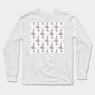 Sitting dog pattern in gray tones Long Sleeve T-Shirt